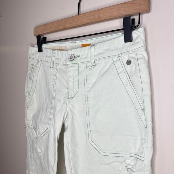 Anthropologie Pilcro Hyphen Distressed Chinos Size 25 Mint Mid Rise Relaxed Boho - Picture 4 of 11